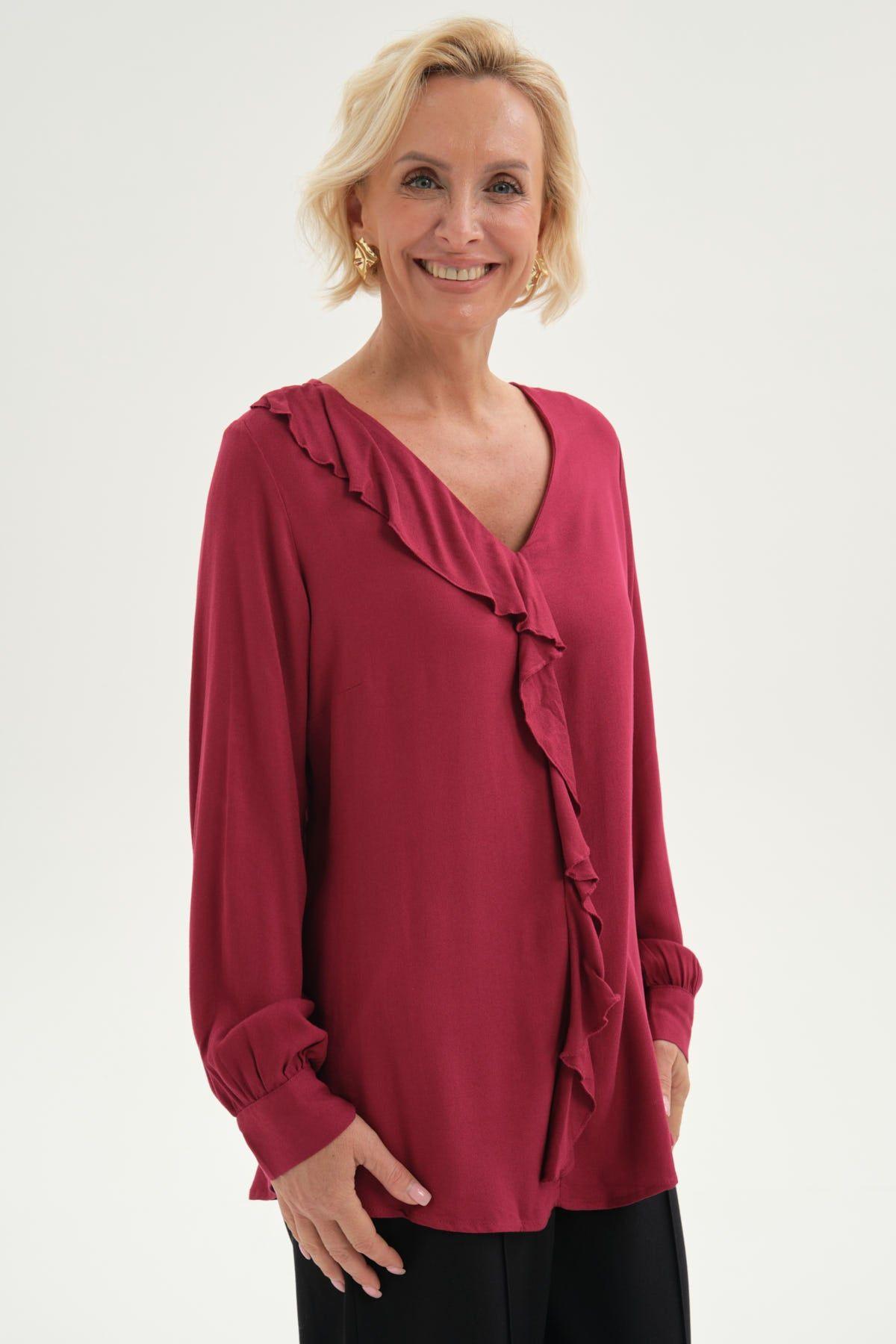 Blusa Mujer Con Tachas Burdeo-1