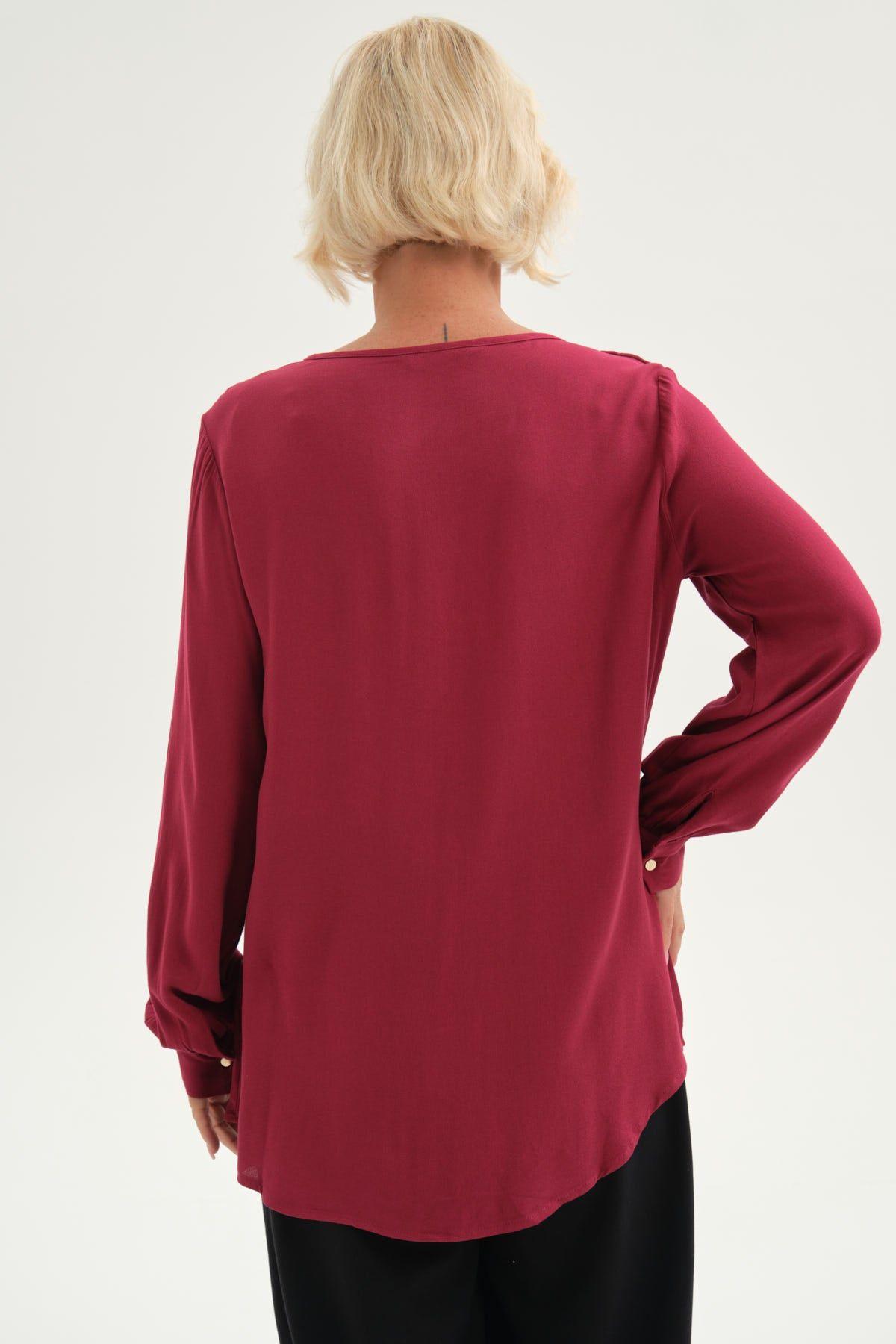 Blusa Mujer Con Tachas Burdeo-2
