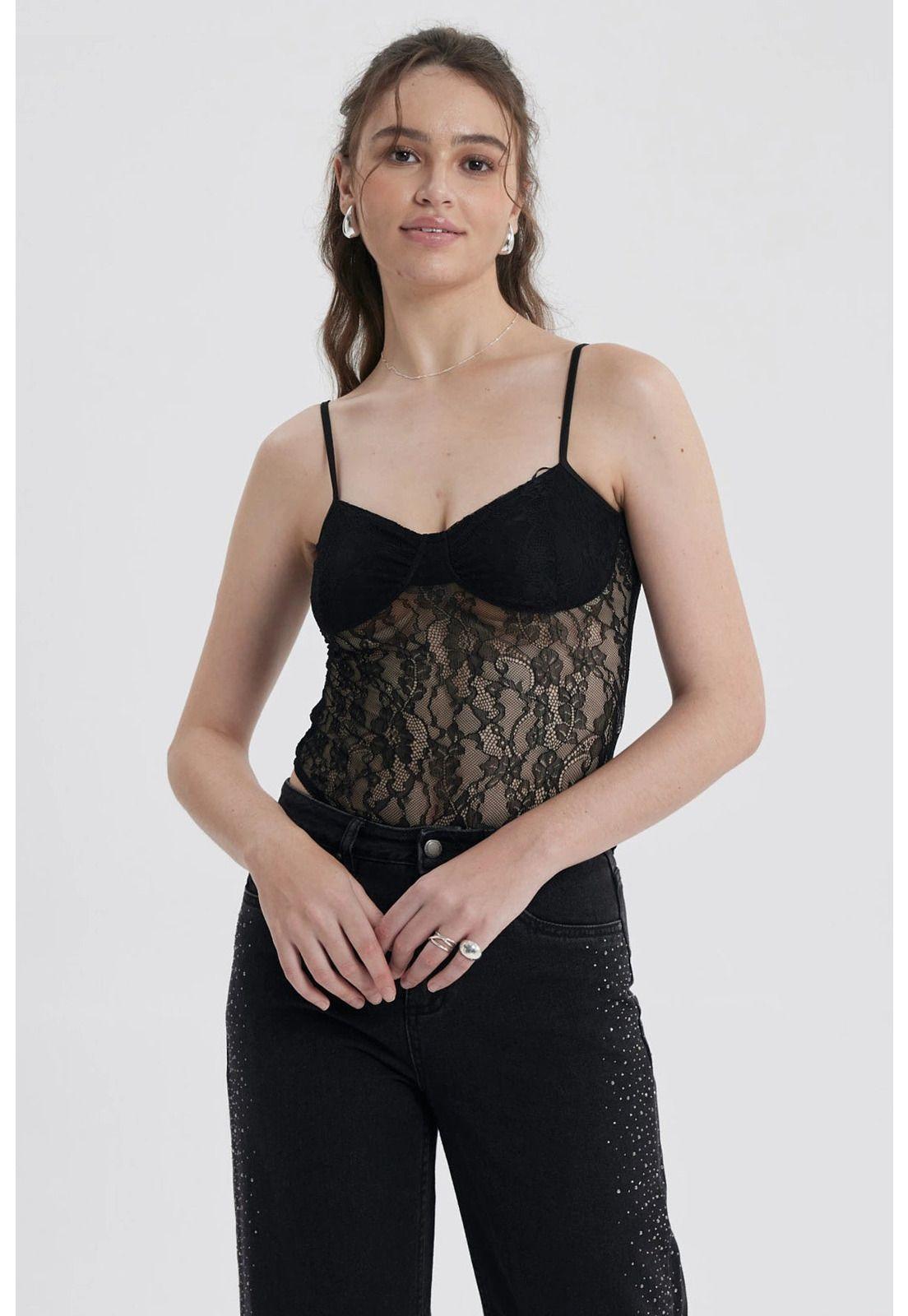 Polera Mujer Body Encaje Negro-0