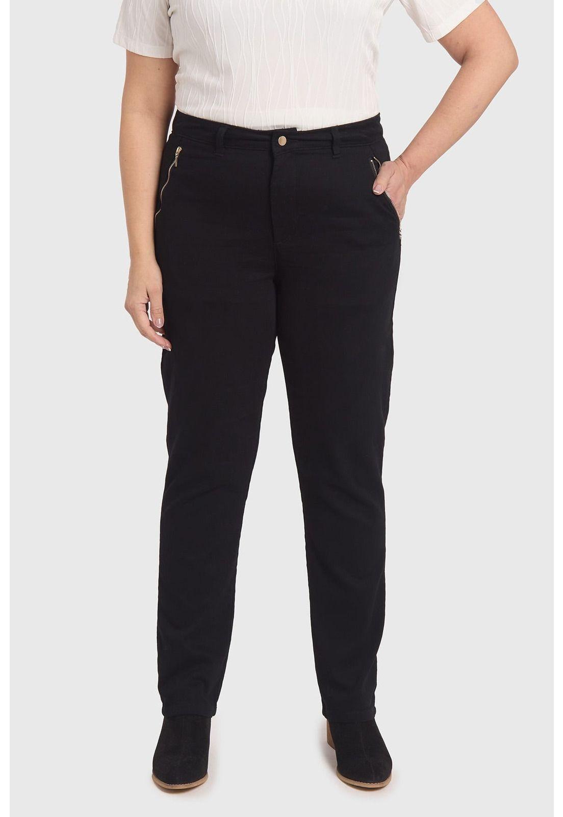 Pantalón Mujer Con Bolsillos Negro - ll-0
