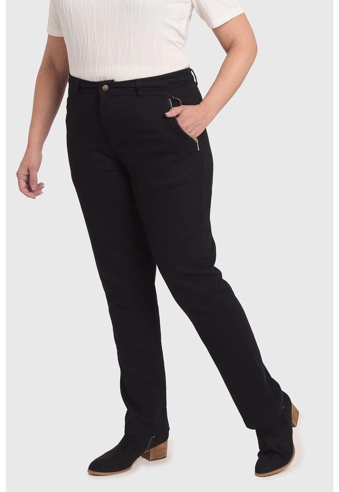 Pantalón Mujer Con Bolsillos Negro - ll-1