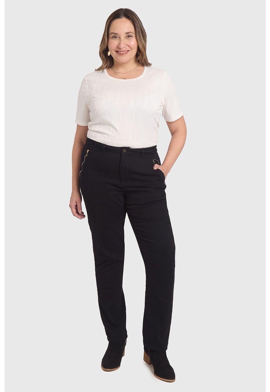 Pantalón Mujer Con Bolsillos Negro - ll-3