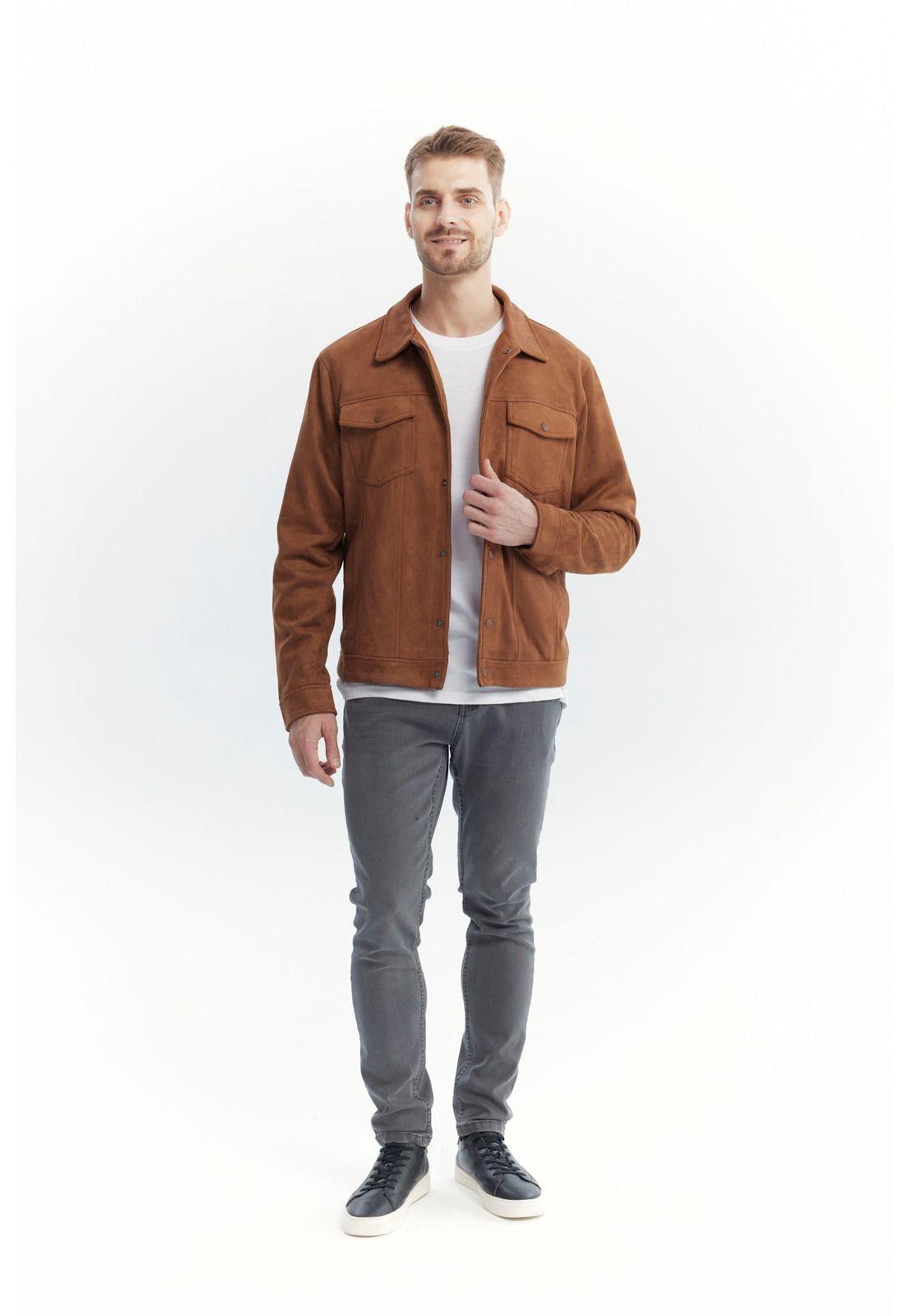 Chaqueta Hombre Slim Café-3