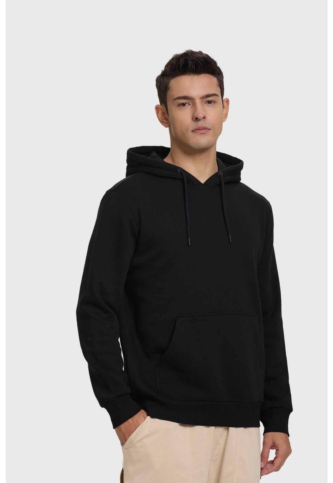 Polerón Hombre Hoodie Básico Negro-0