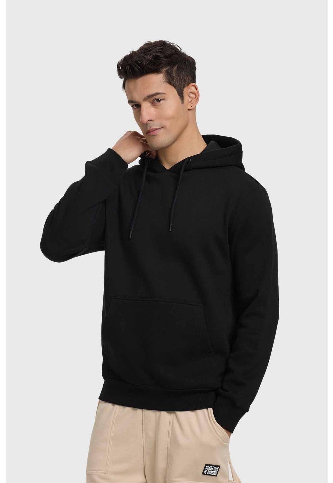 Polerón Hombre Hoodie Básico Negro-1