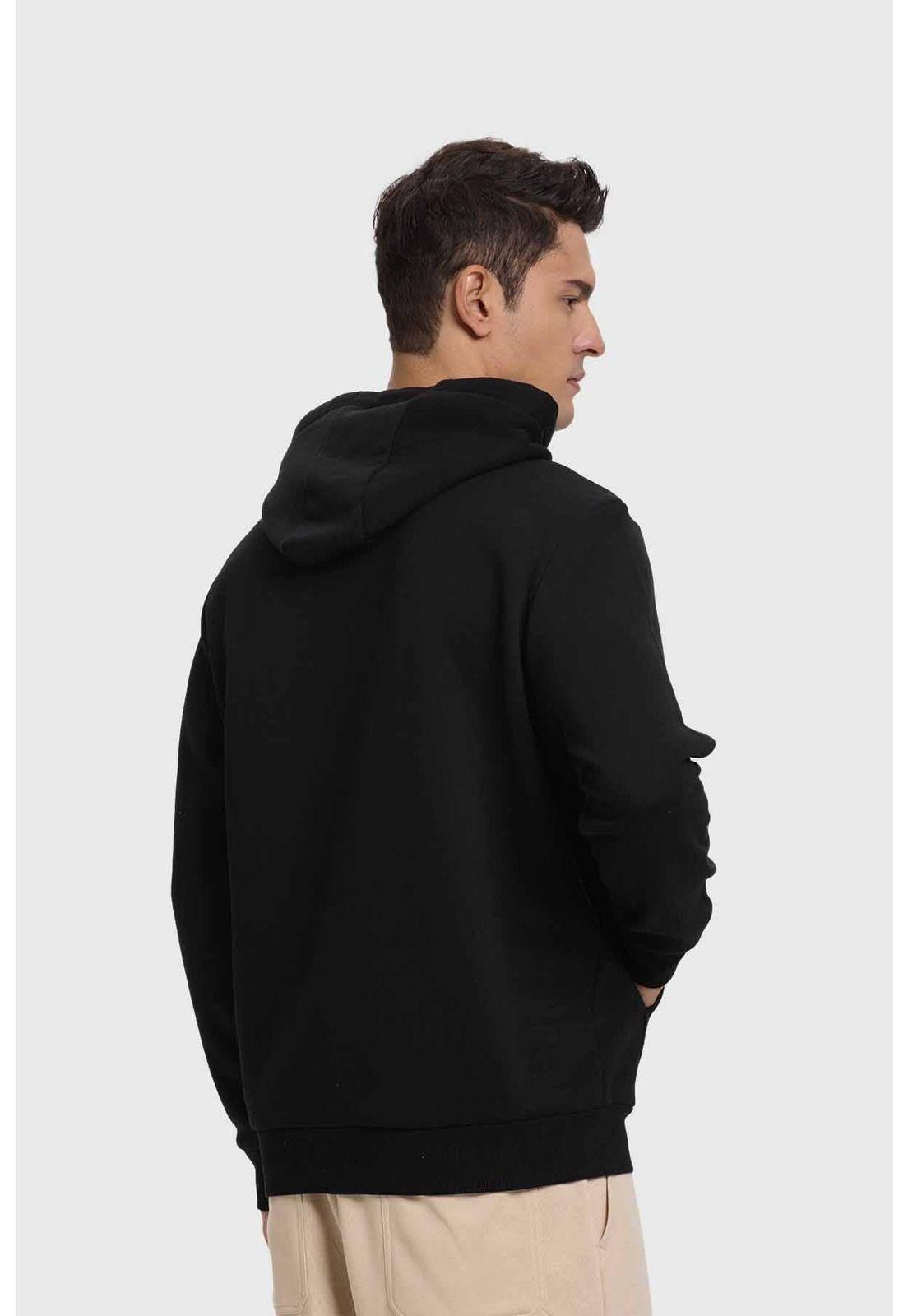Polerón Hombre Hoodie Básico Negro-2