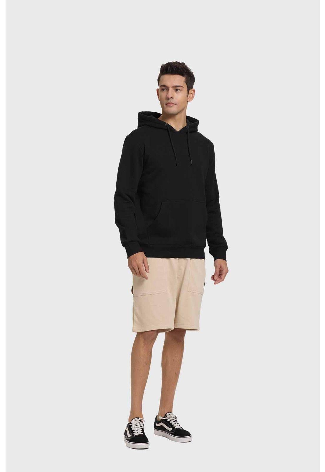 Polerón Hombre Hoodie Básico Negro-3
