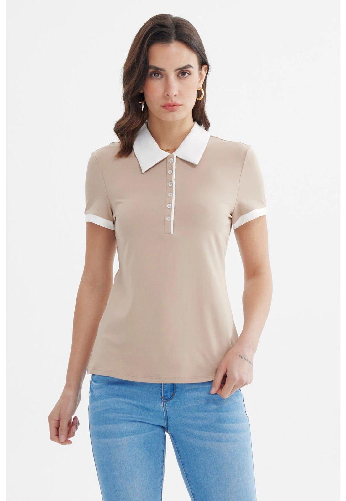 Polera Mujer Media Pata Botón Beige-0