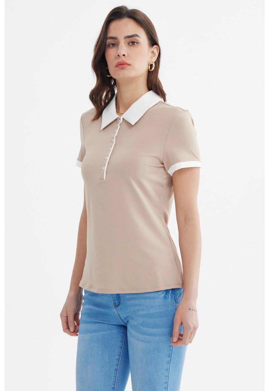 Polera Mujer Media Pata Botón Beige-1