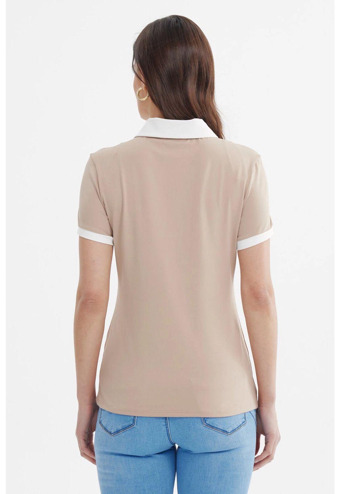 Polera Mujer Media Pata Botón Beige-2