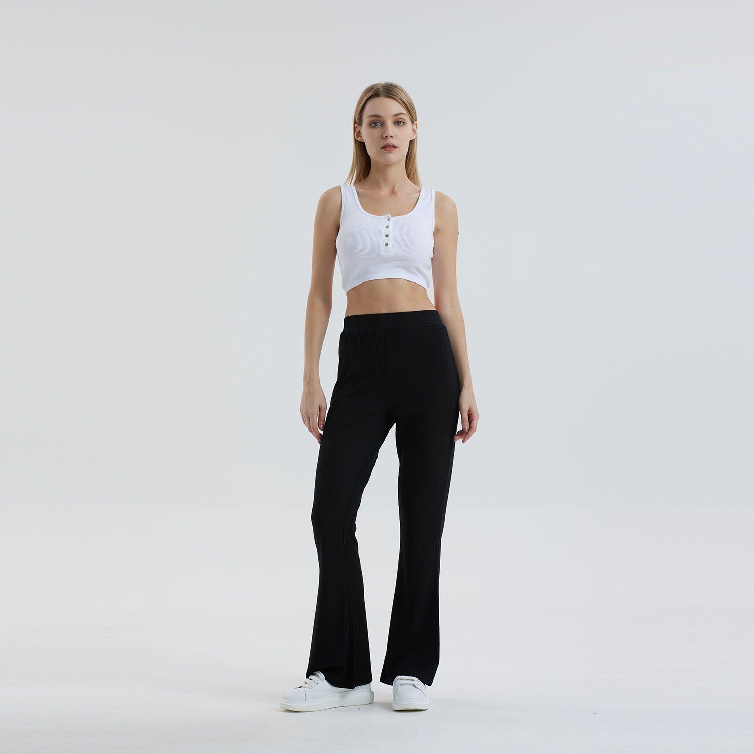 Pantalón Mujer Tipo Calza Flare Negro-3
