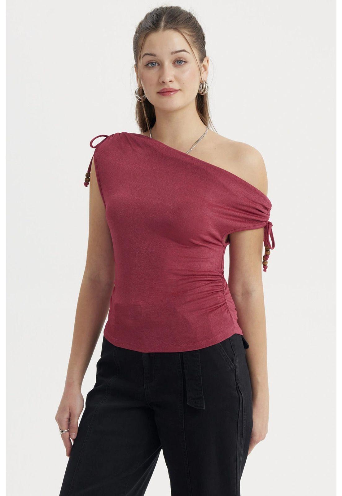 Polera Mujer Ajustado Nudo Magenta-0