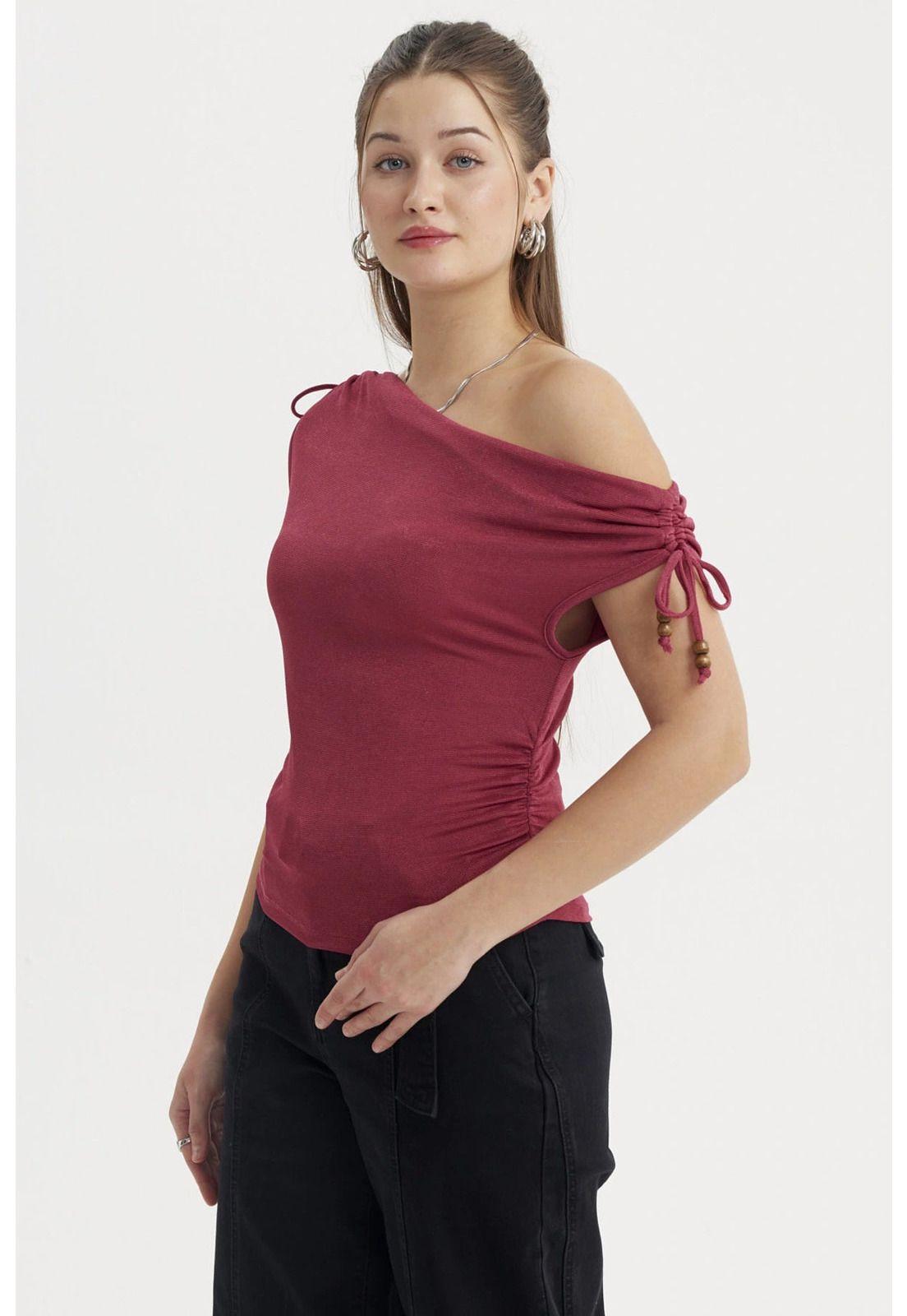 Polera Mujer Ajustado Nudo Magenta-1