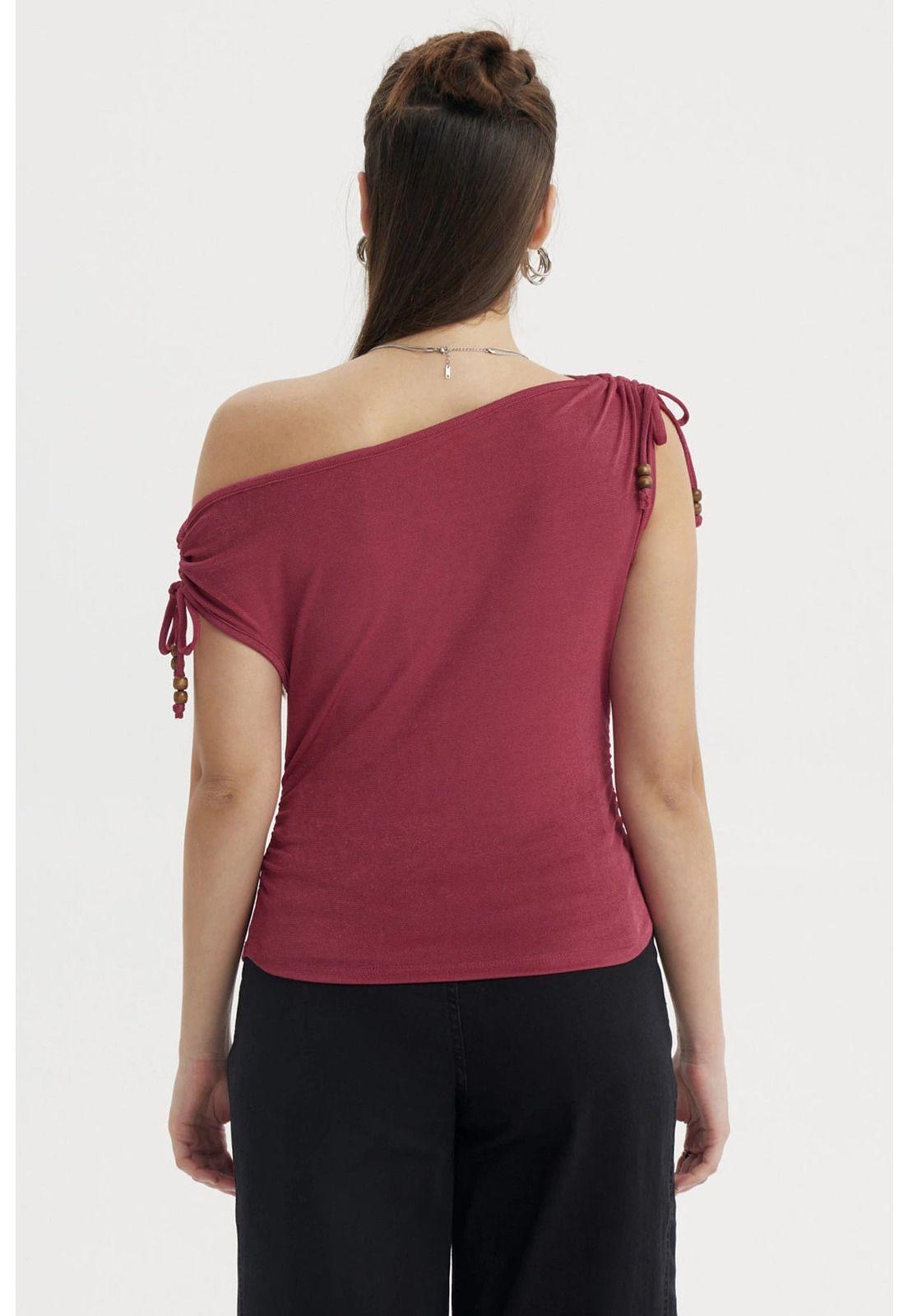 Polera Mujer Ajustado Nudo Magenta-2