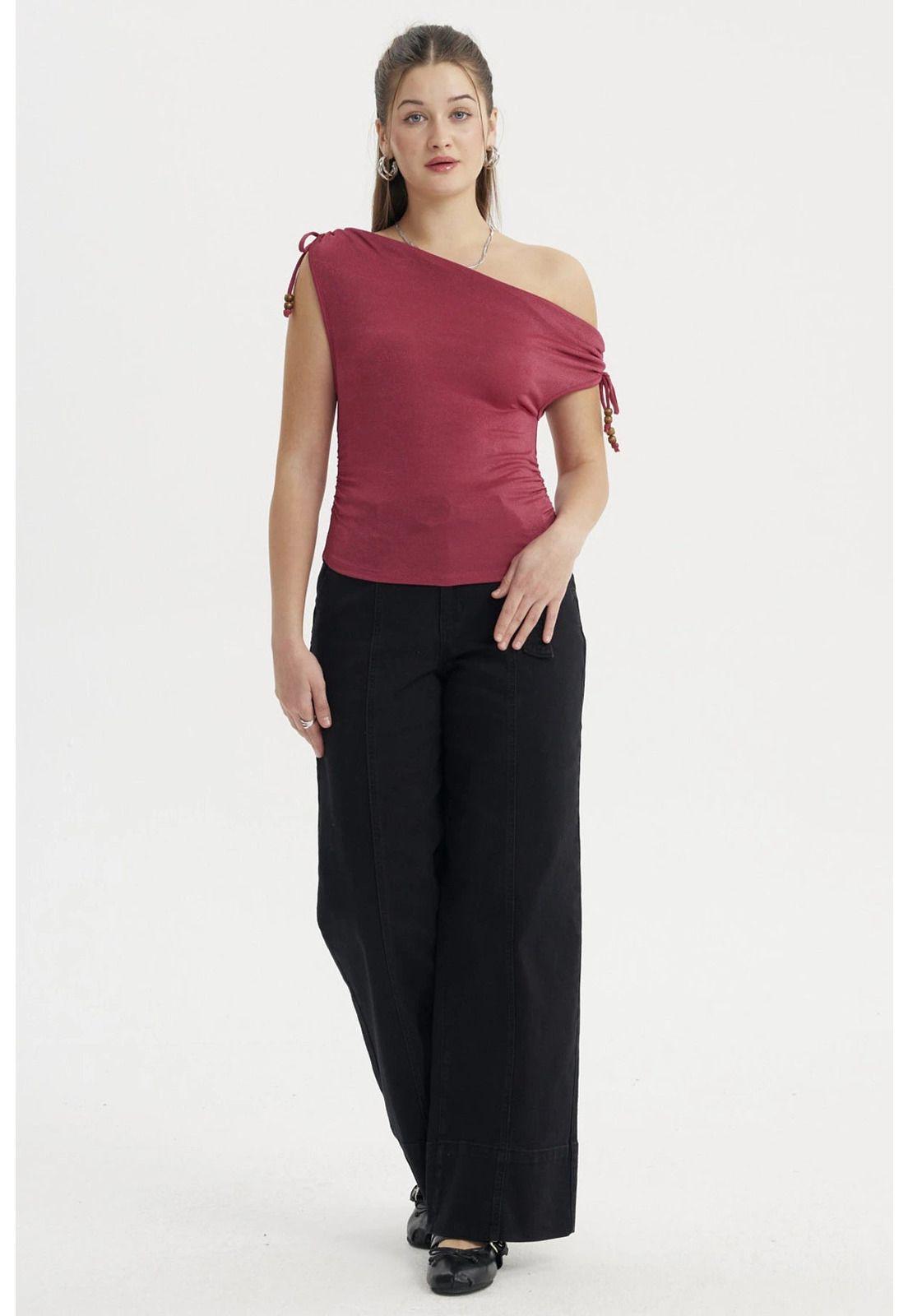 Polera Mujer Ajustado Nudo Magenta-3