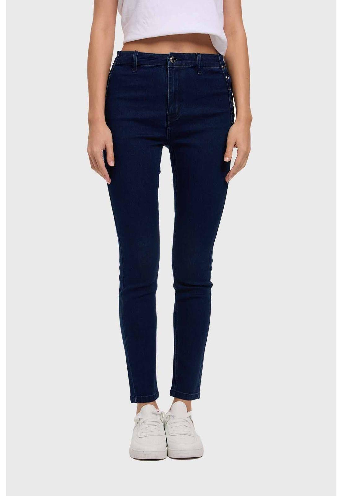 Jeans Mujer Skinny Ojetillo Azul-0