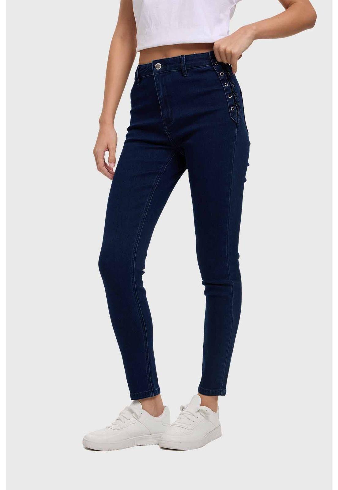 Jeans Mujer Skinny Ojetillo Azul-1