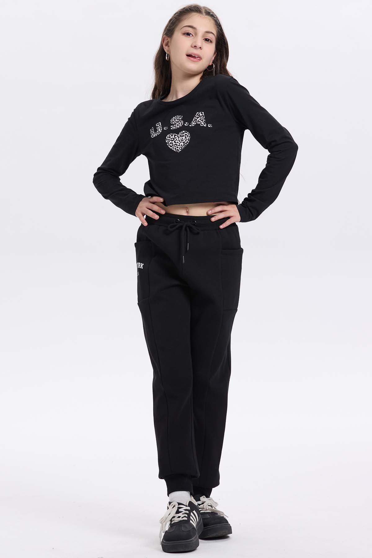 Pantalón Buzo Niña Bipack Negro-3