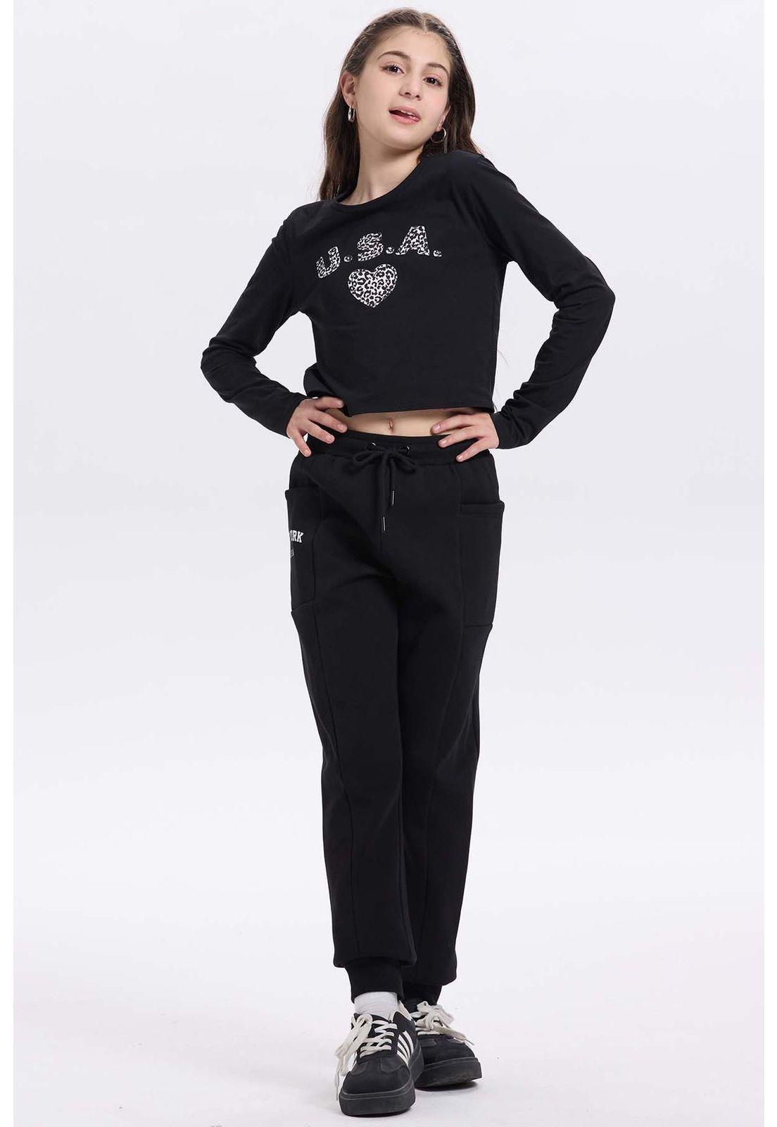 Pantalón Buzo Niña Bipack Negro - ll-3