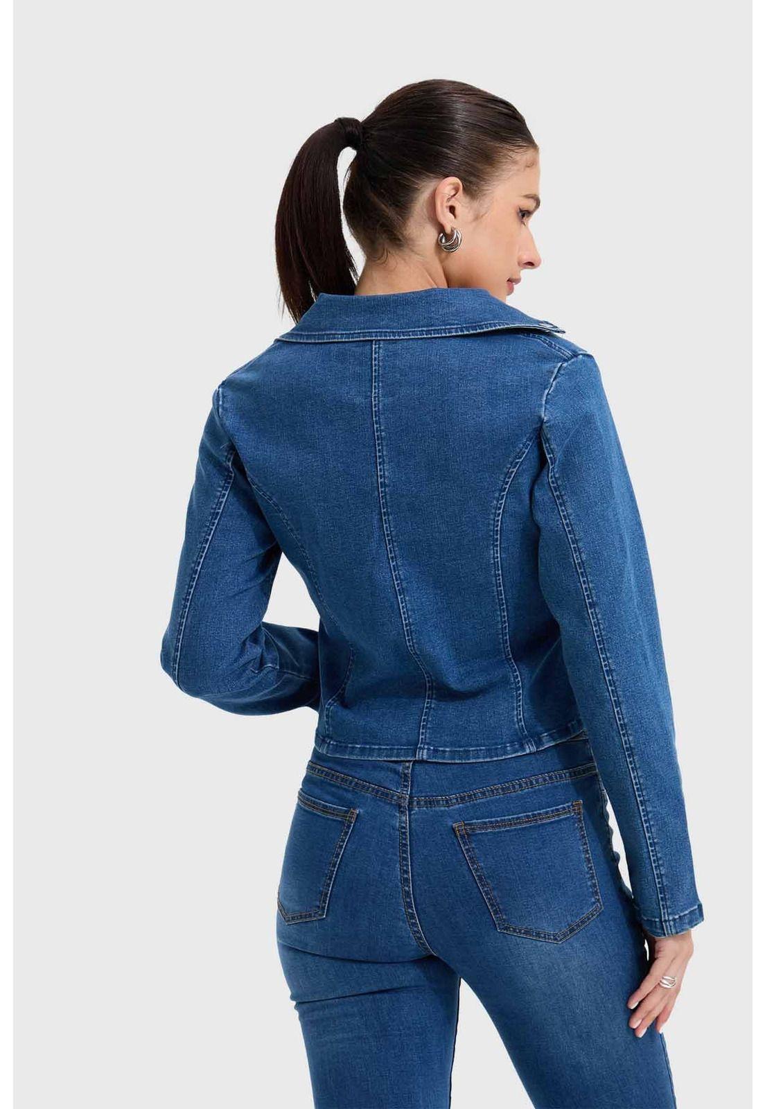 Chaqueta Mujer Biker Azul-2