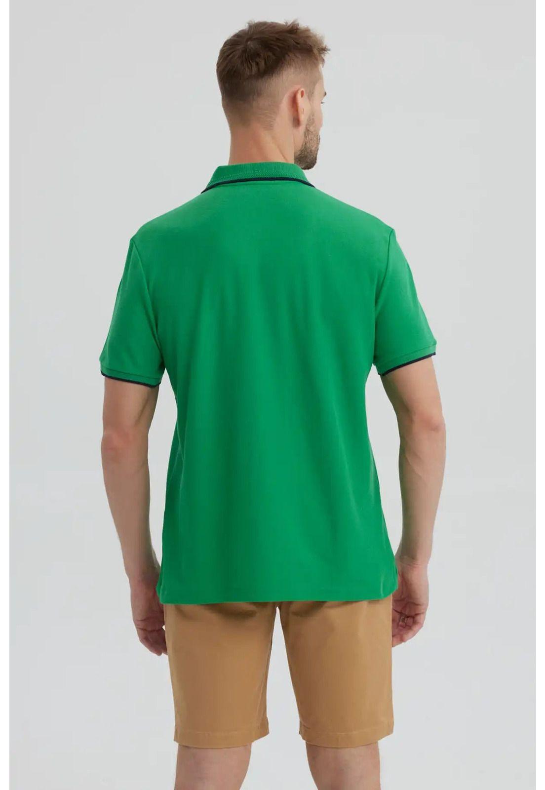 Polera Hombre Piqué Básica Lisa Verde - lll-2