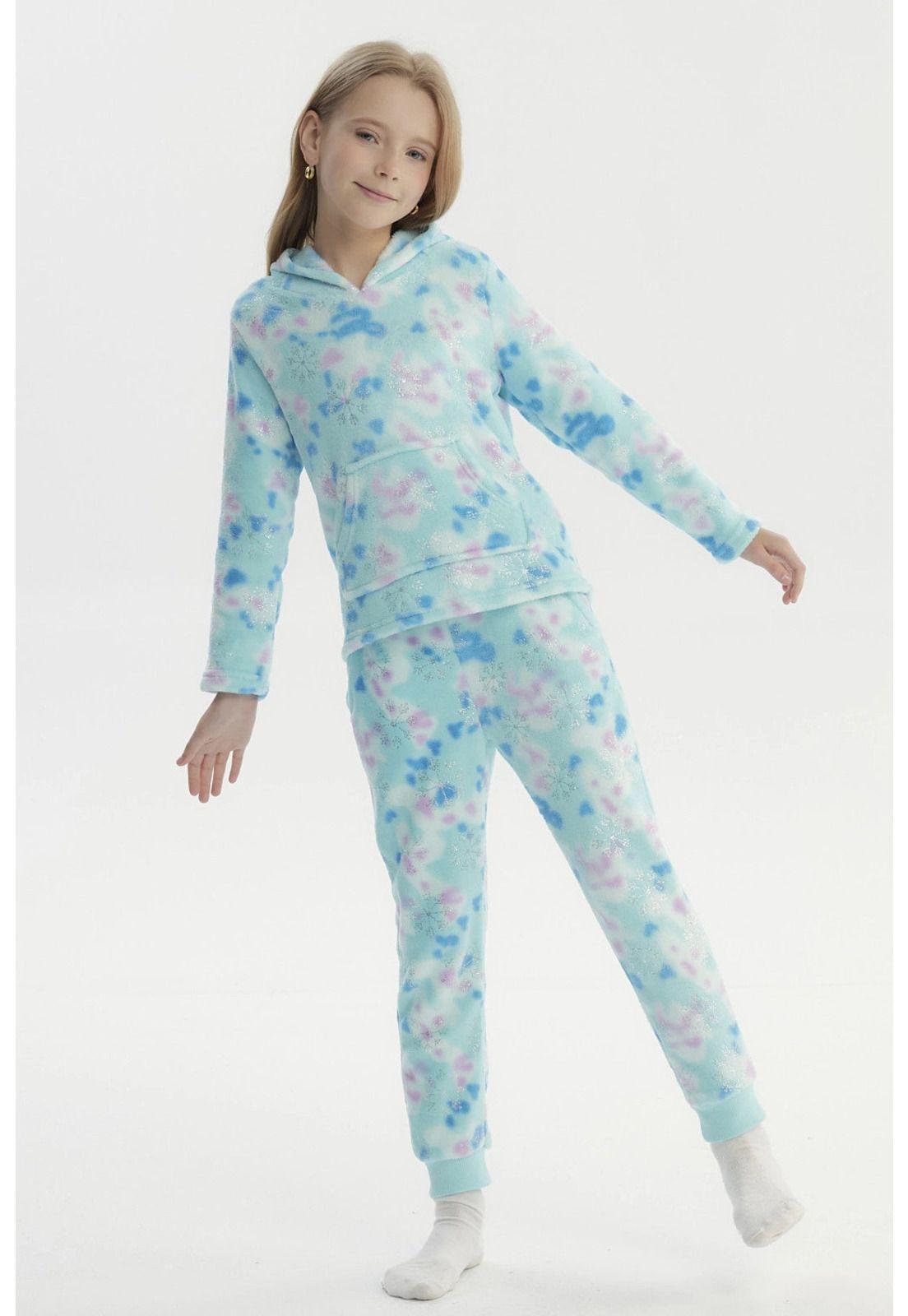 Pijama Niña Polera Y Pantalón Aqua-0