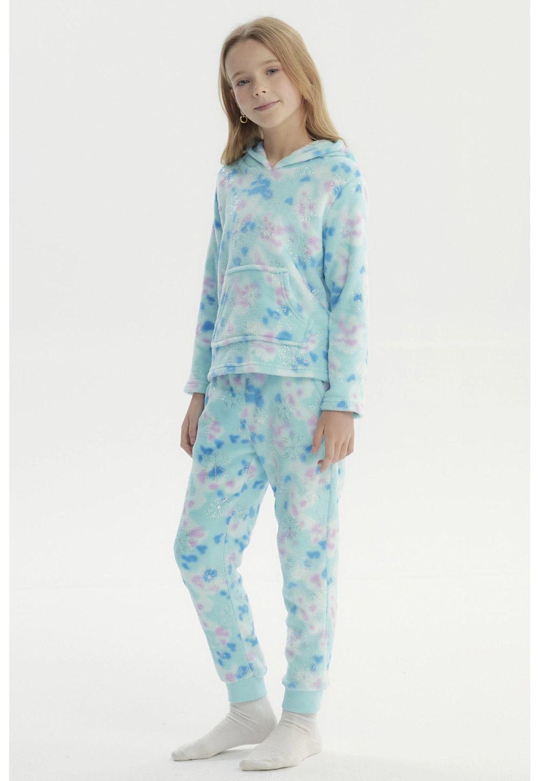 Pijama Niña Polera Y Pantalón Aqua-1