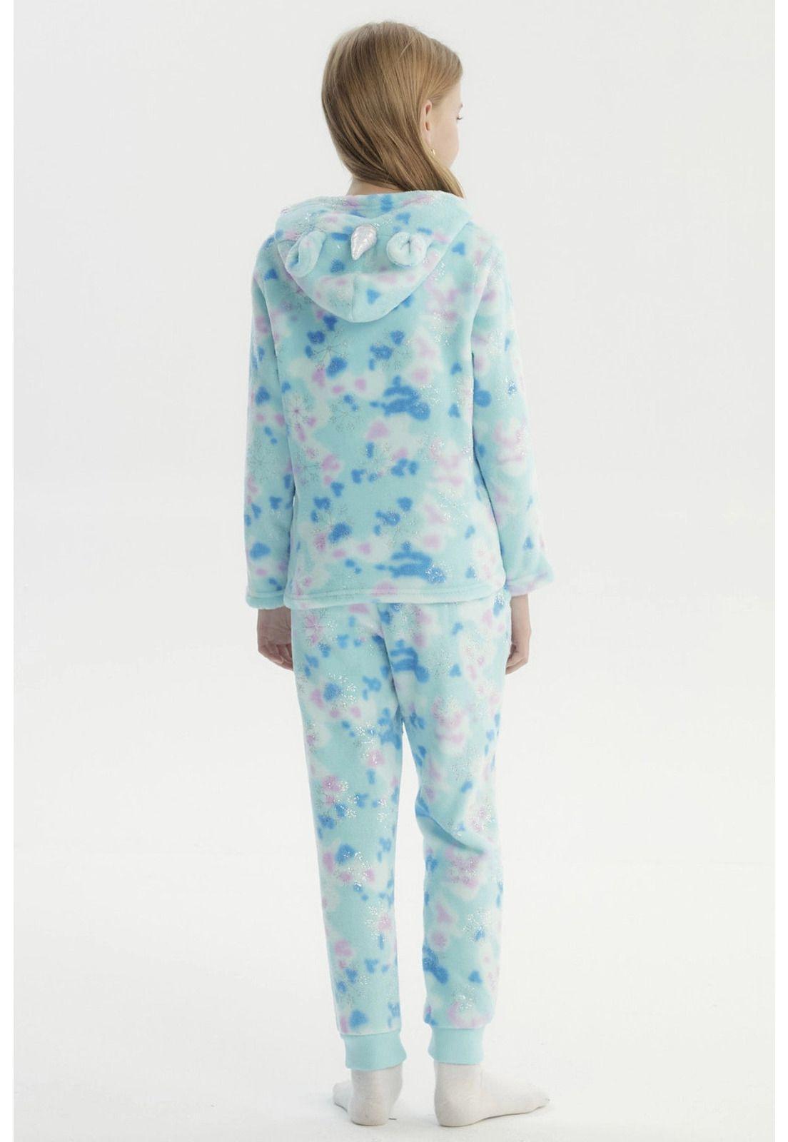 Pijama Niña Polera Y Pantalón Aqua-2