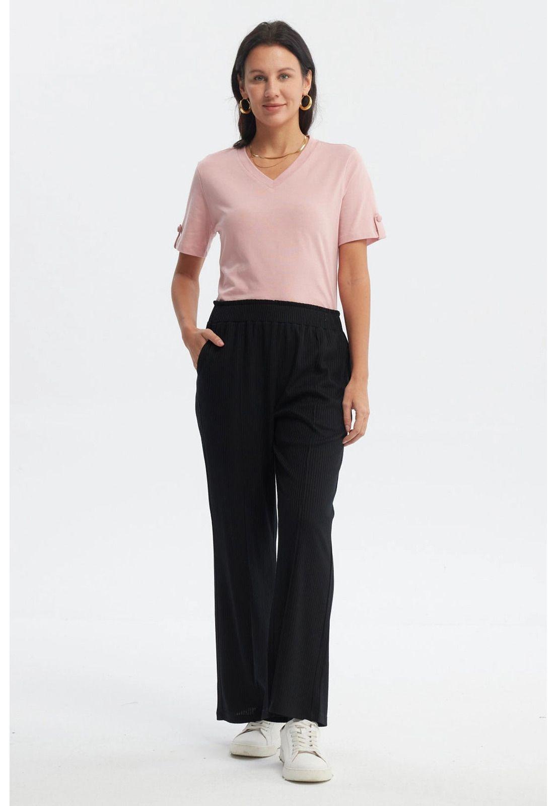 Pantalón Buzo Mujer Costura Delantero Negro-3