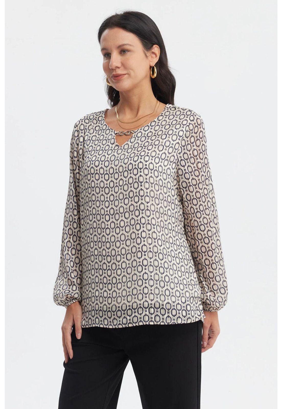 Blusa Mujer Aplicación Cuello Crudo-1