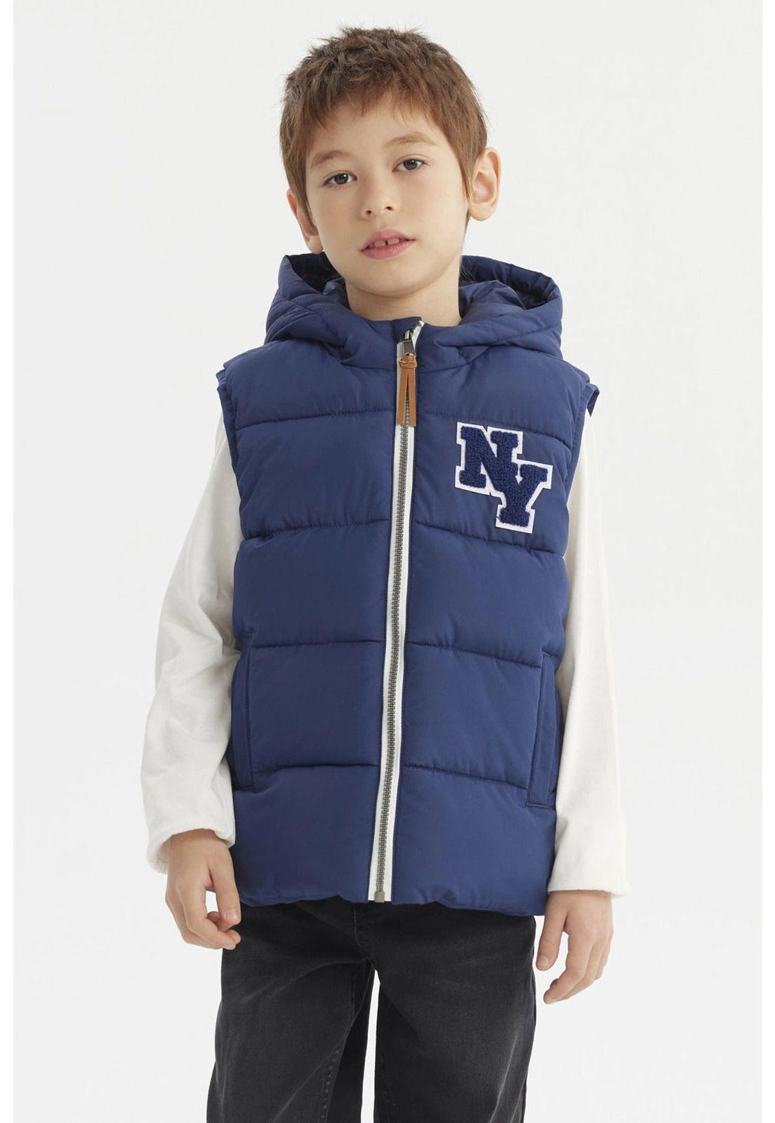 Parka Niño Full Zipper Con Bolsillo Azul Oscuro-0