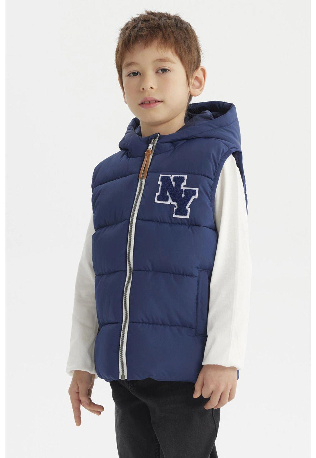 Parka Niño Full Zipper Con Bolsillo Azul Oscuro-1
