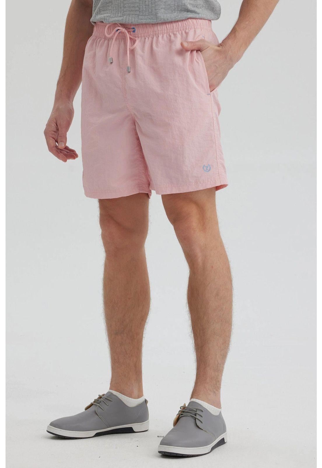Short de Baño Hombre Liso Rosado-1