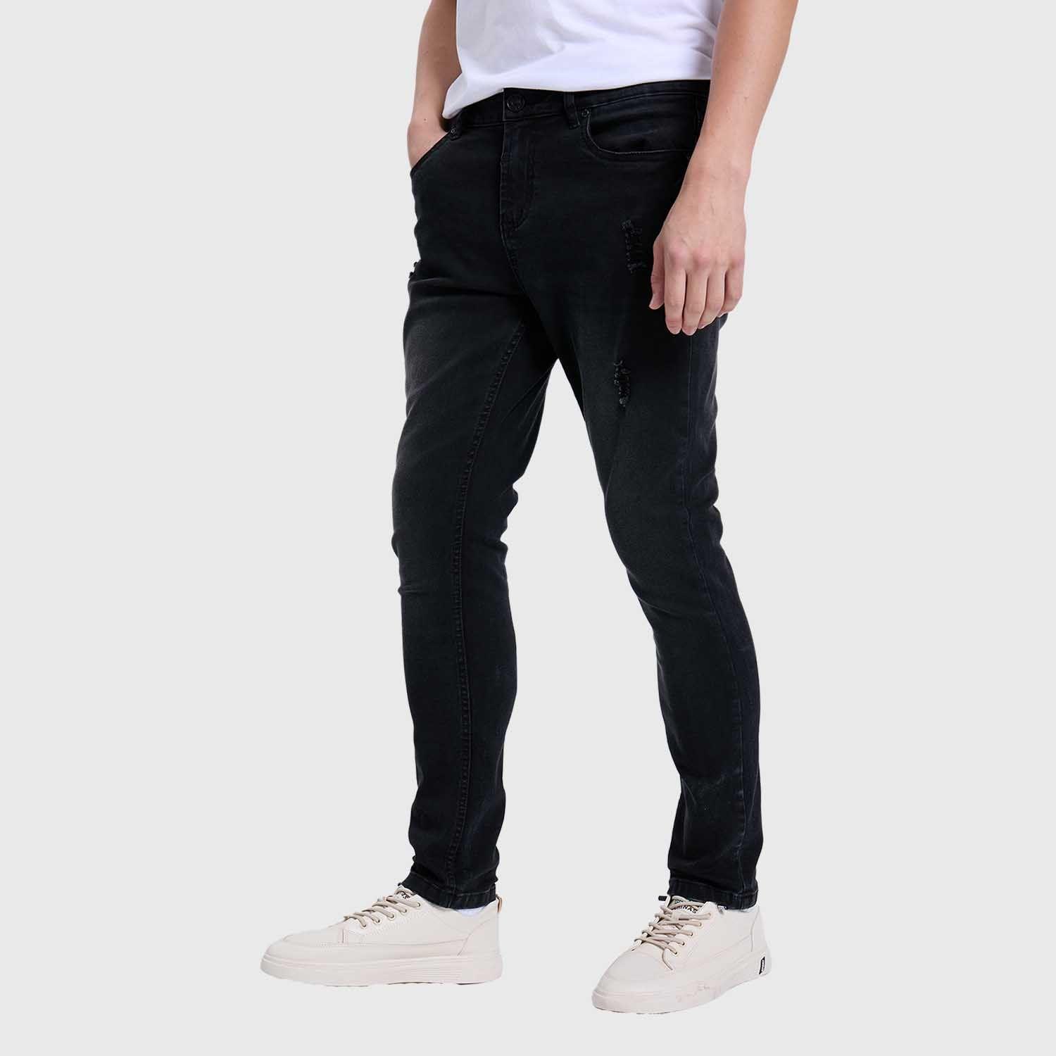 Jeans Hombre Skinny Rotura Negro-1