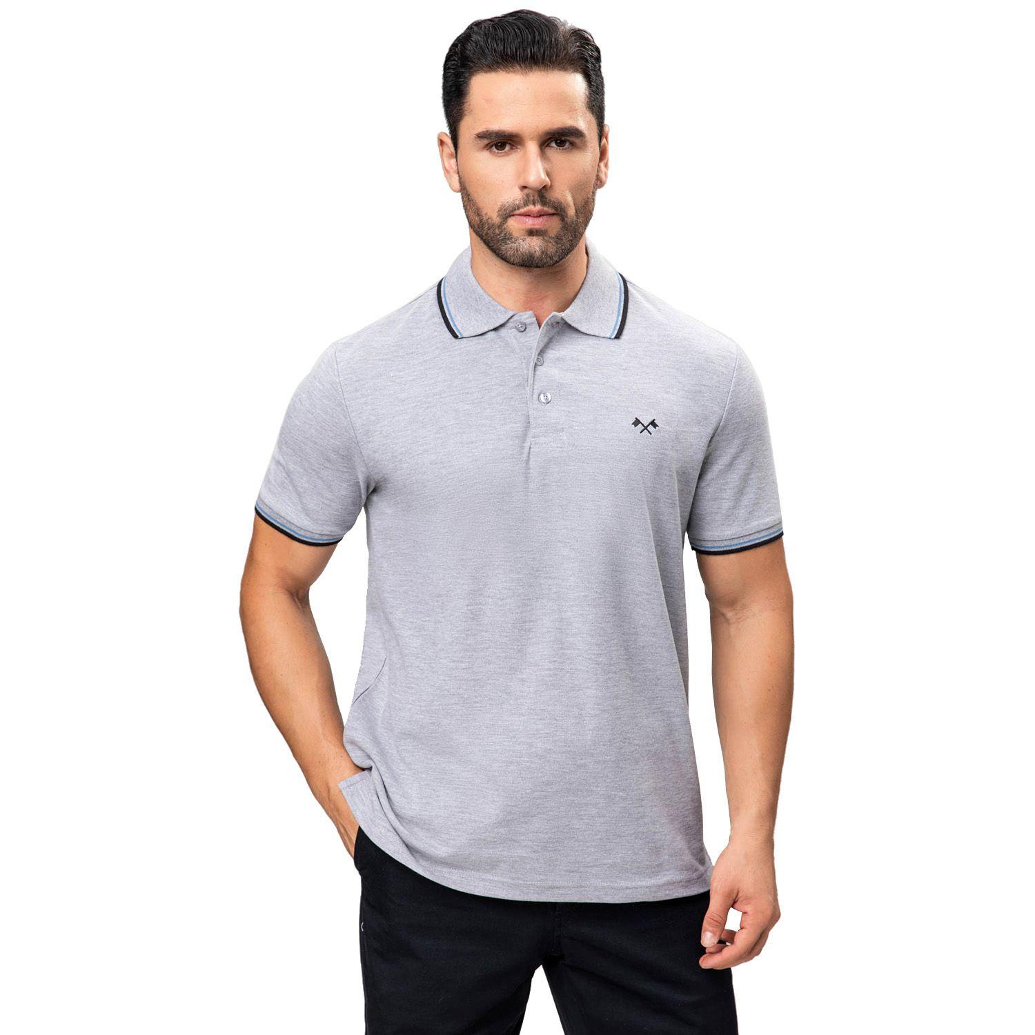 Polera Pique Básica Lisa Gris Melange Hombre Fashion'S Park-0