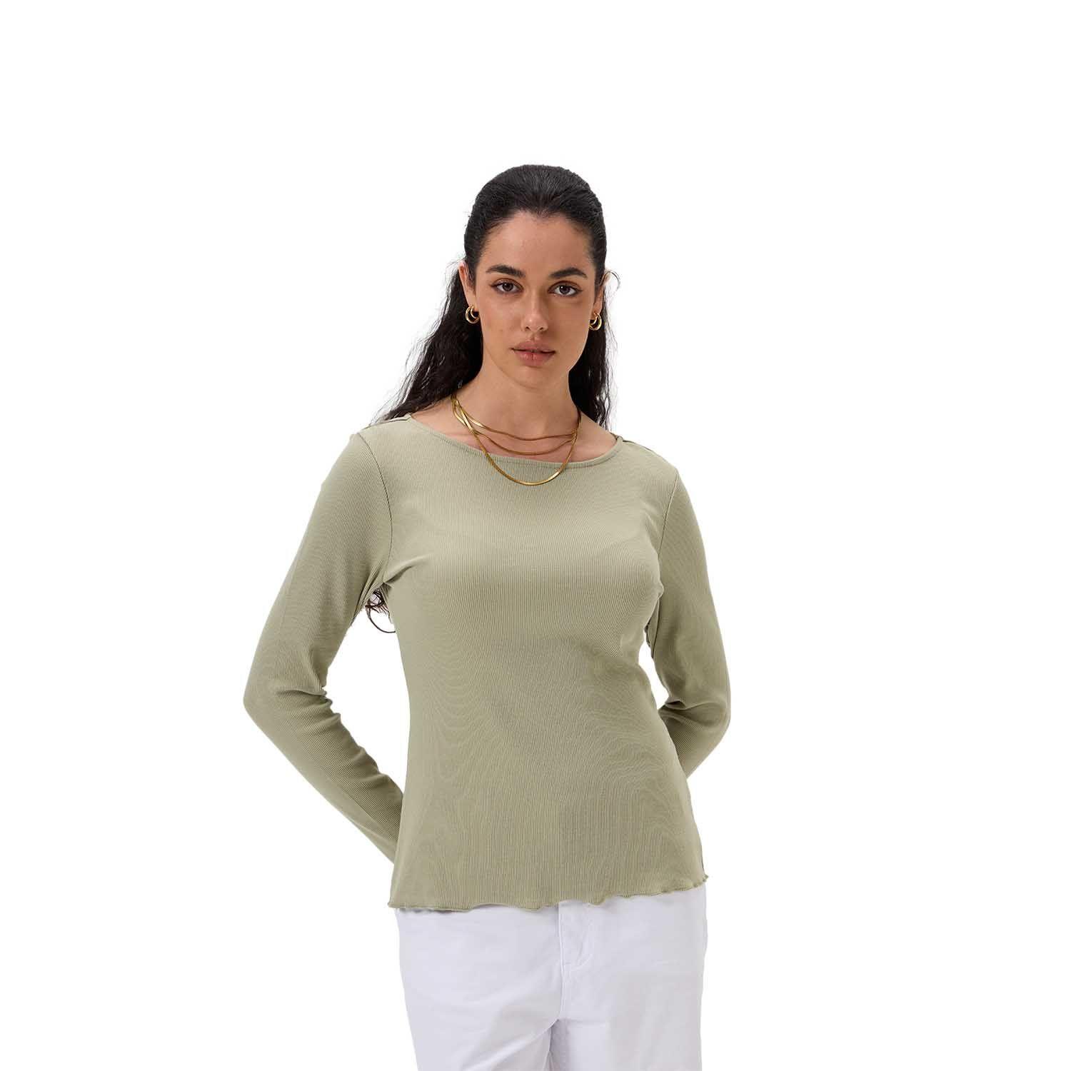 Polera Mujer Rib Lisa Verde Musgo Fashion's Park-0