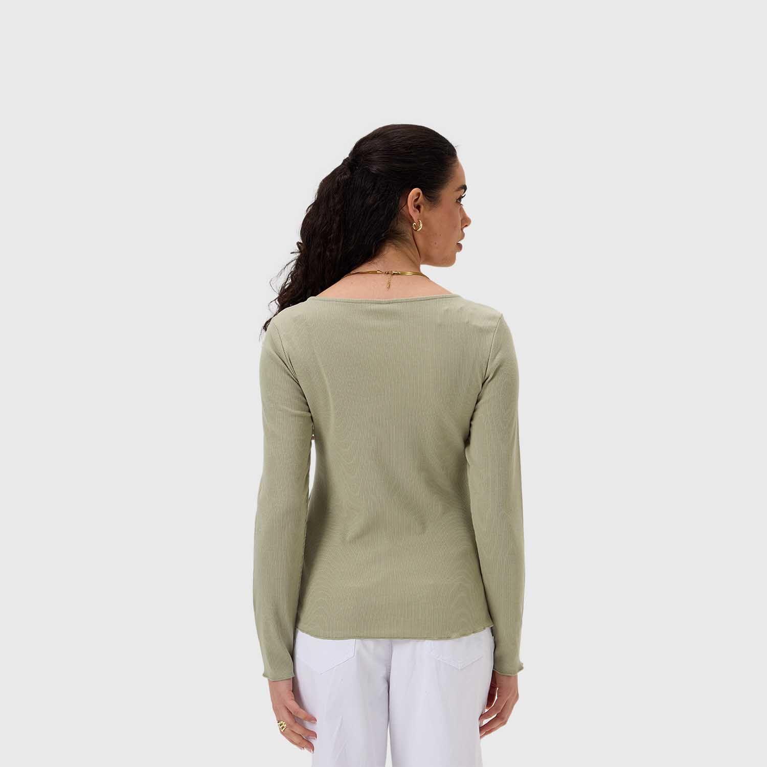 Polera Mujer Rib Lisa Verde Musgo Fashion's Park-2