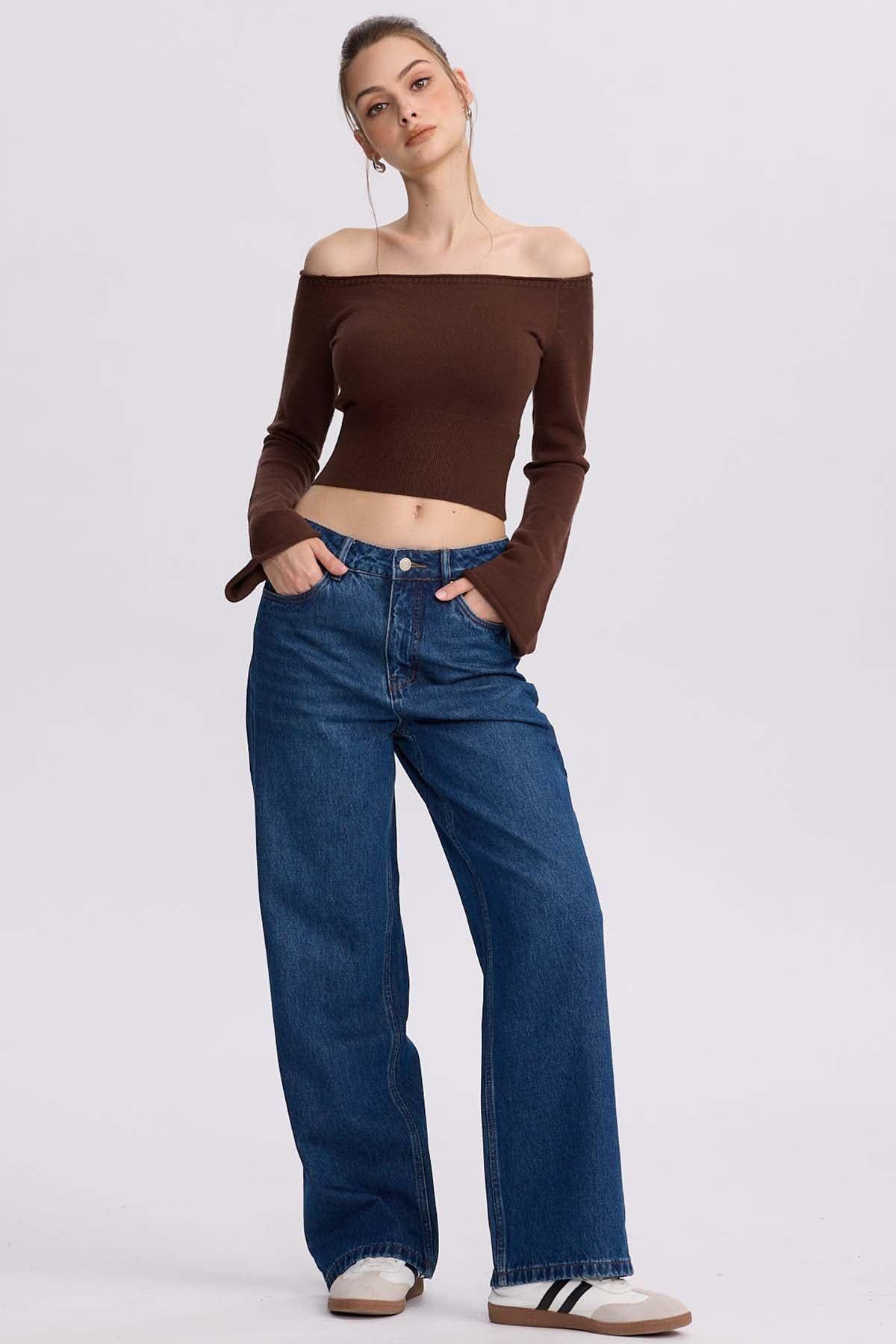 Sweater Mujer Bardot Cafe-3
