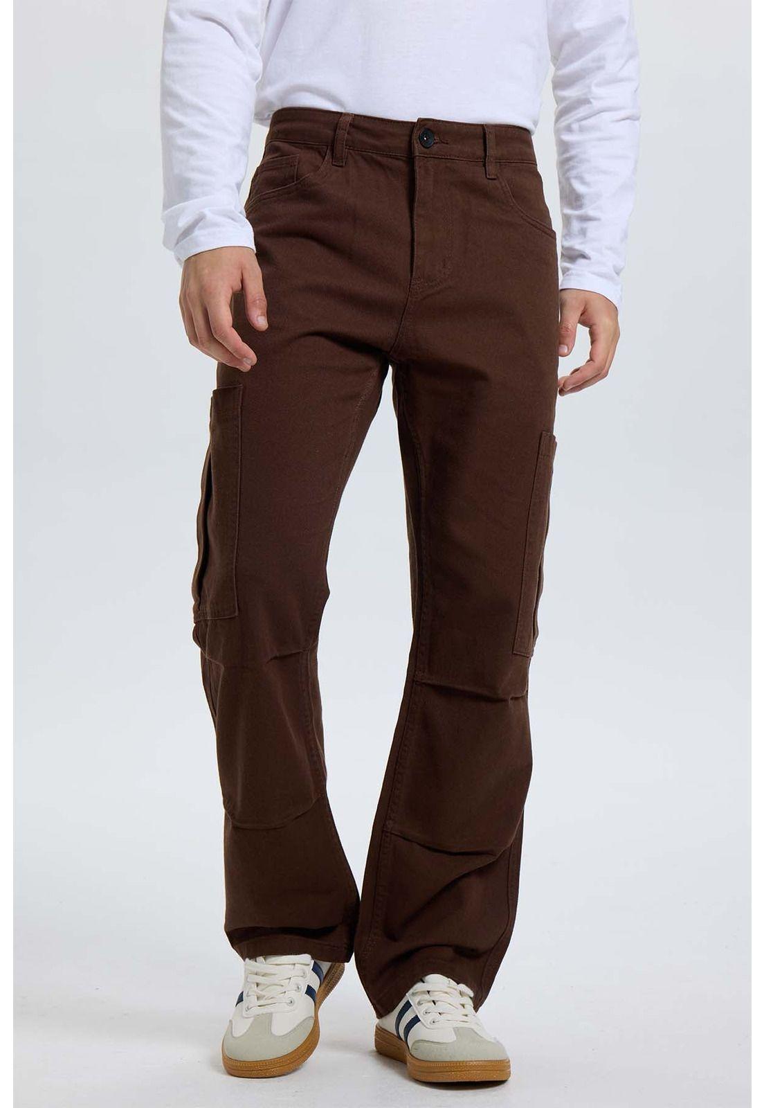 Jeans Hombre Calce Cargo Café-0