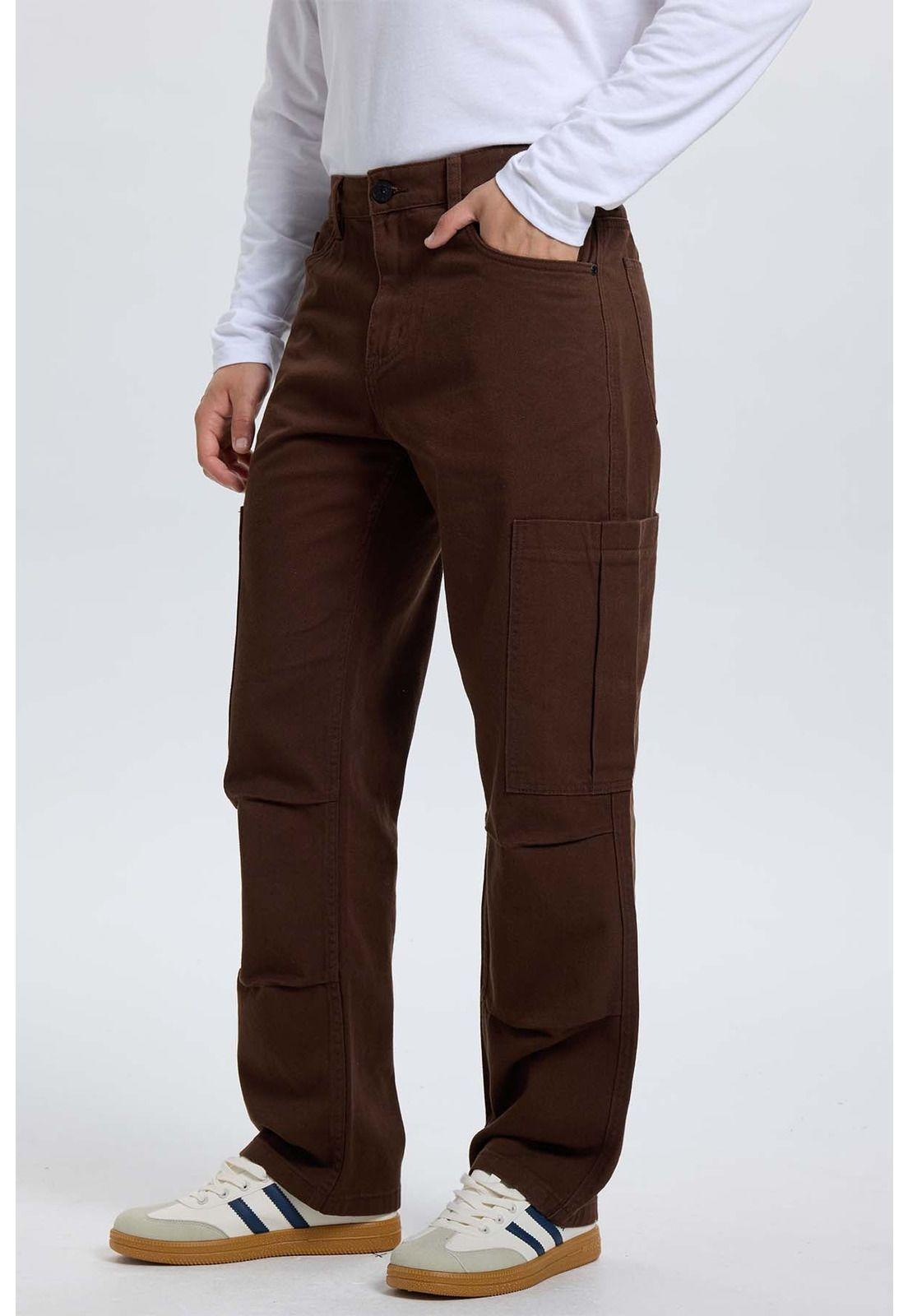 Jeans Hombre Calce Cargo Café-1