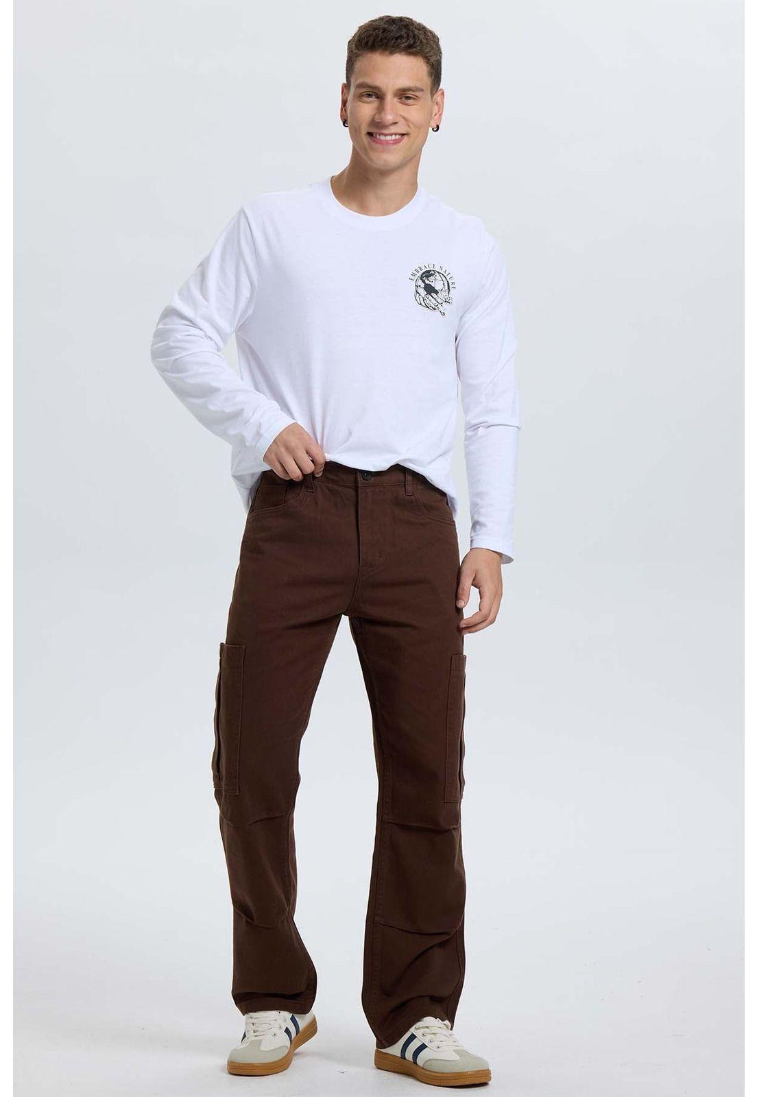 Jeans Hombre Calce Cargo Café-3