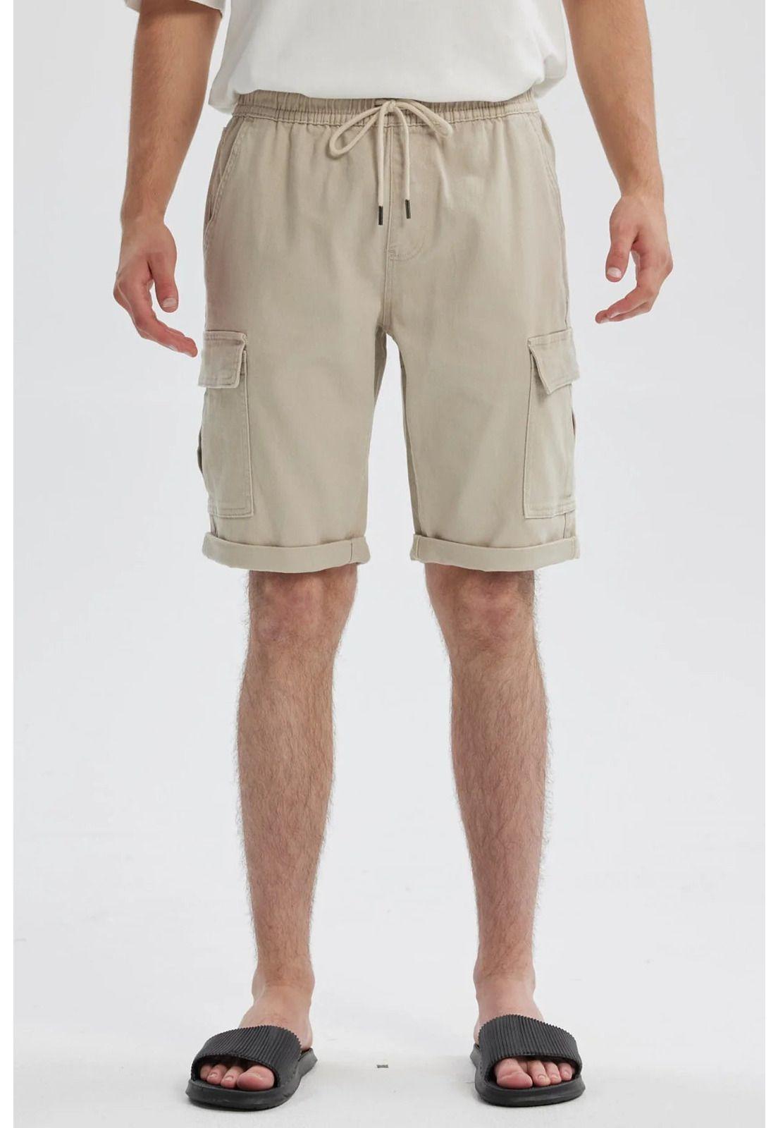 Bermuda Hombre Jogger Cargo Color Beige-0