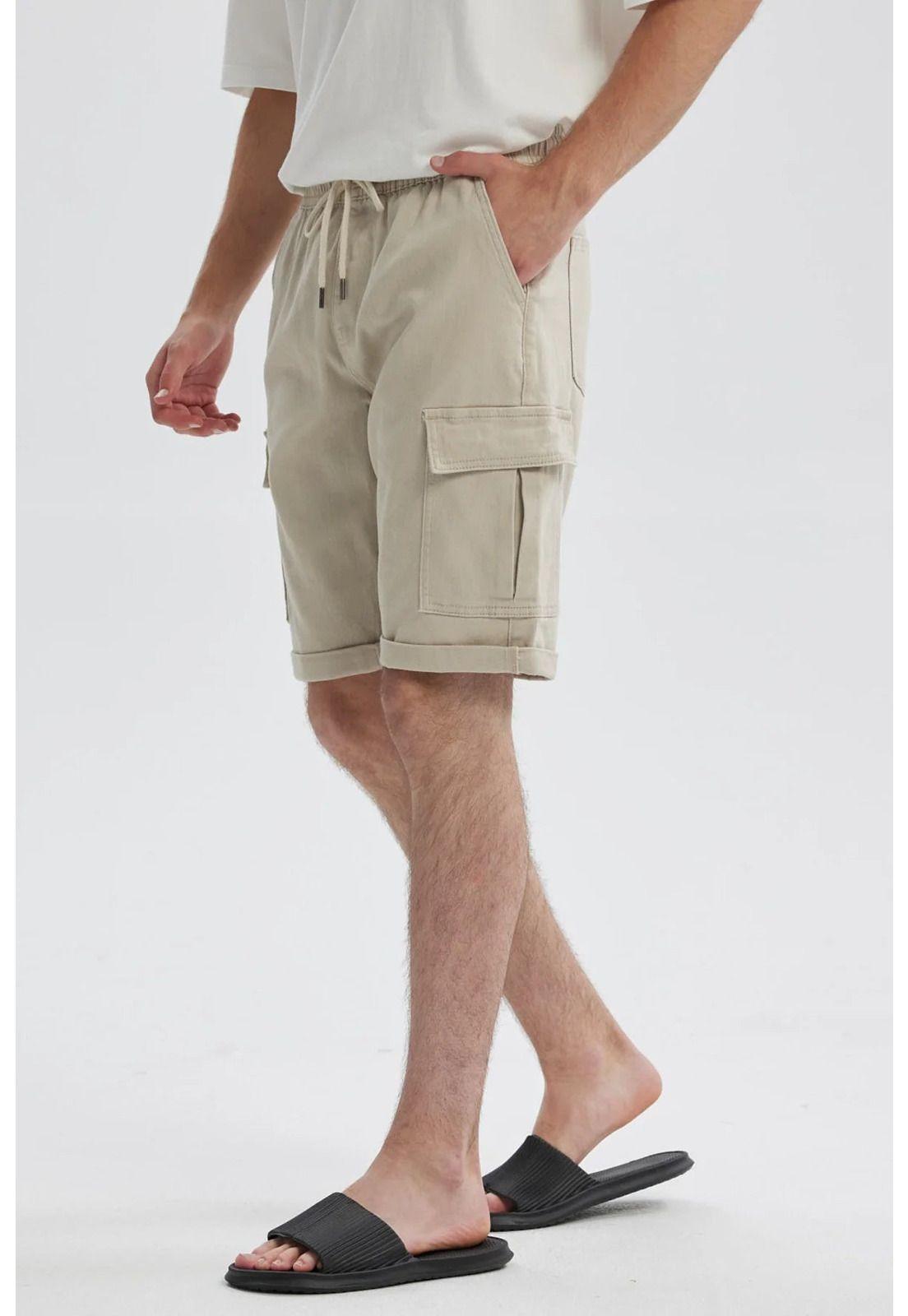 Bermuda Hombre Jogger Cargo Color Beige-1