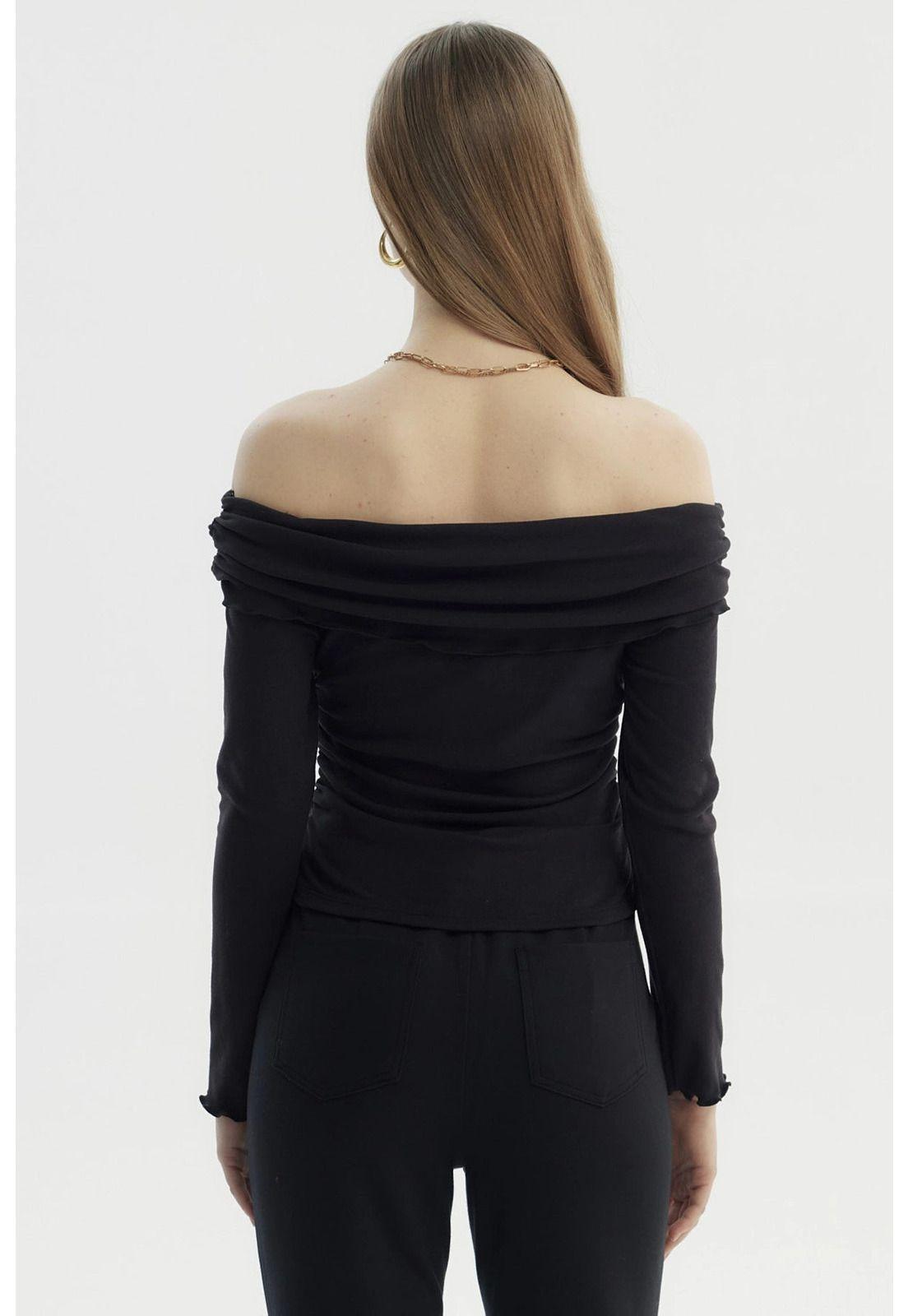 Polera Mujer Asimétrica Hombro Negro - ll-2