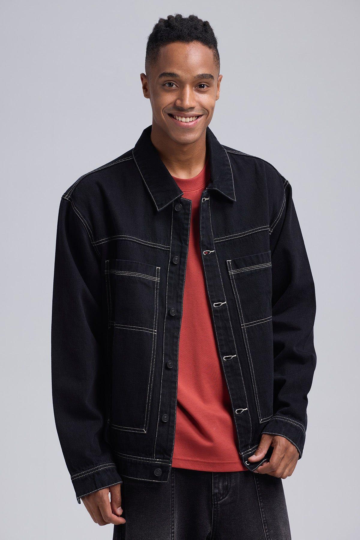 Chaqueta Hombre Denim Negro-0