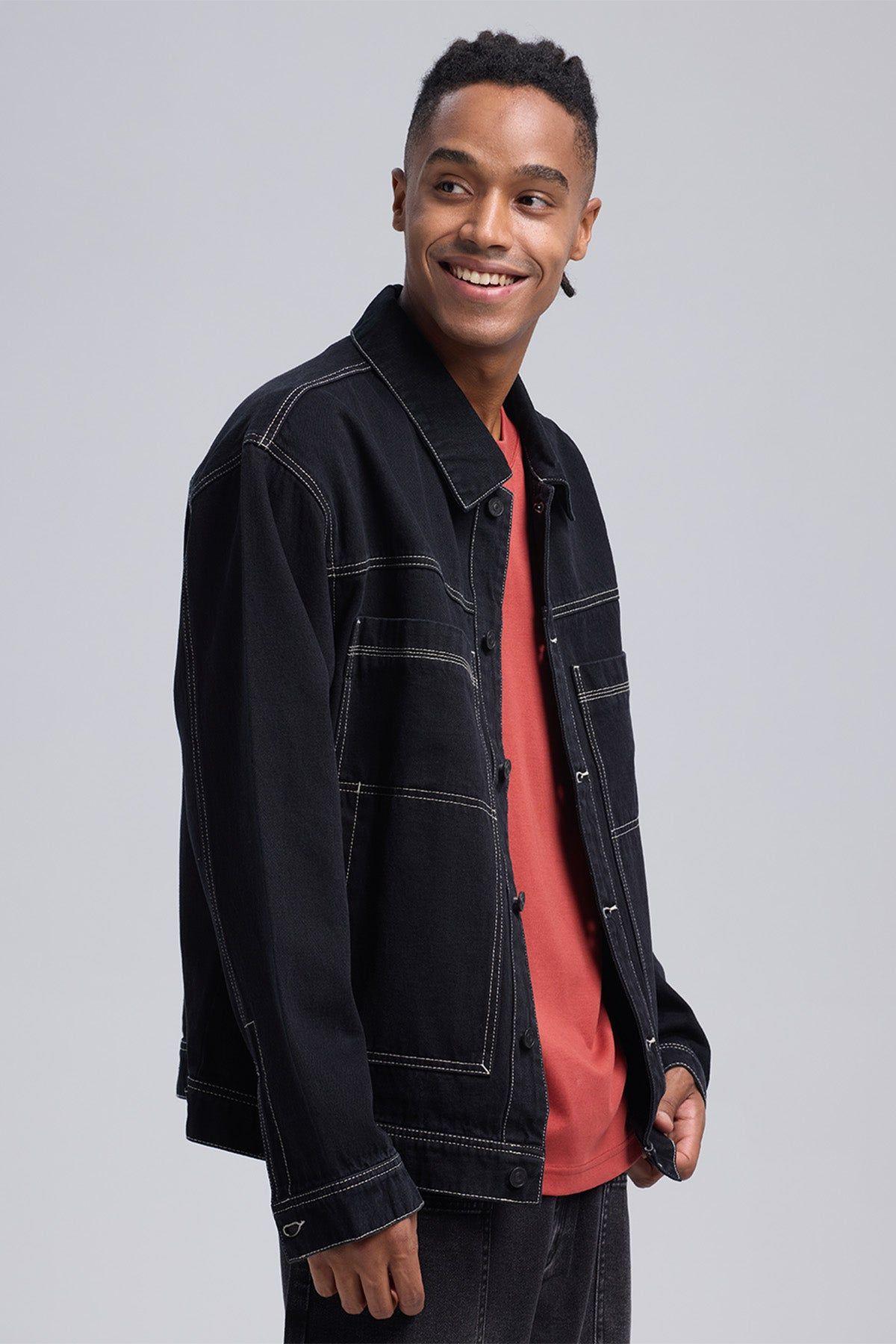 Chaqueta Hombre Denim Negro-1