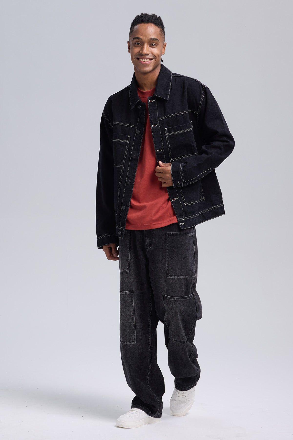 Chaqueta Hombre Denim Negro-3