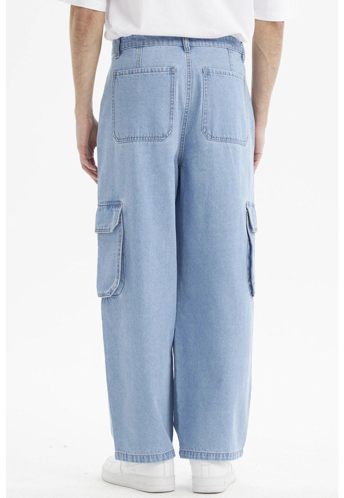 Jeans Hombre Baggy Cargo Azul Claro-2
