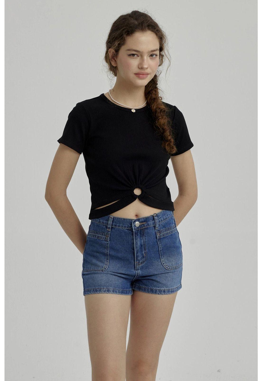 Polera Niña Con Argolla Negro-4