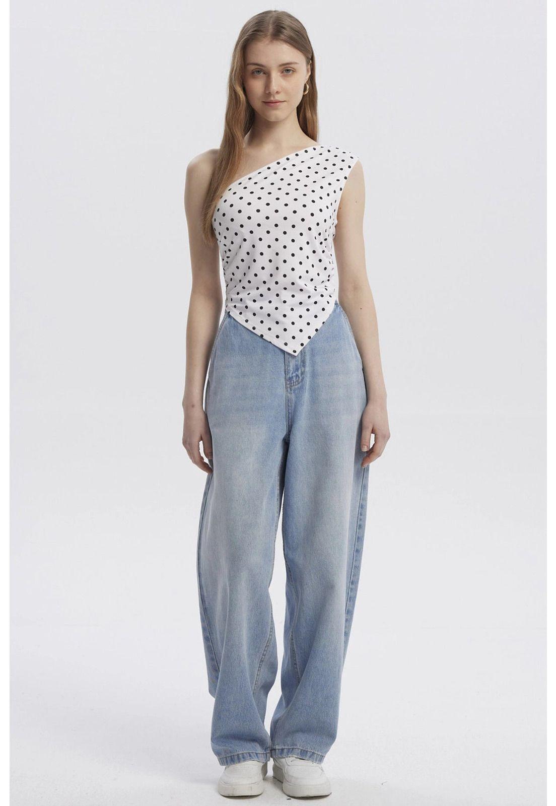 Polera Mujer Asimétrica Blanco - V-3